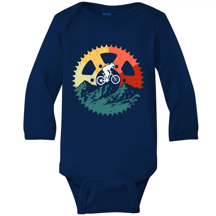 Vintage Mountain Biking Art For Mountain Biker Baby Long Sleeve Bodysuit