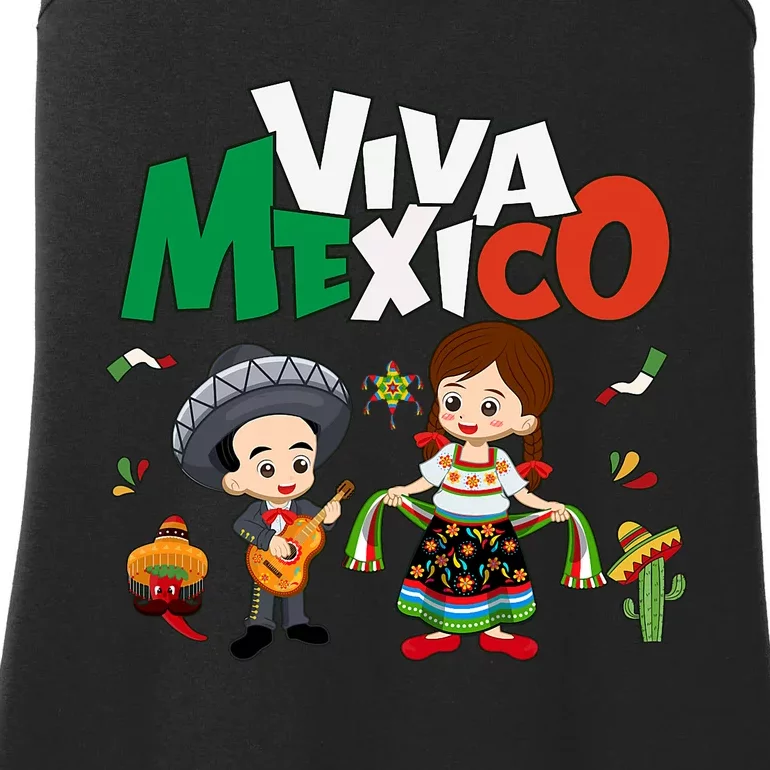 Viva Mexico Boy Girl Guitar Mexican Independence Ladies Essential Tank