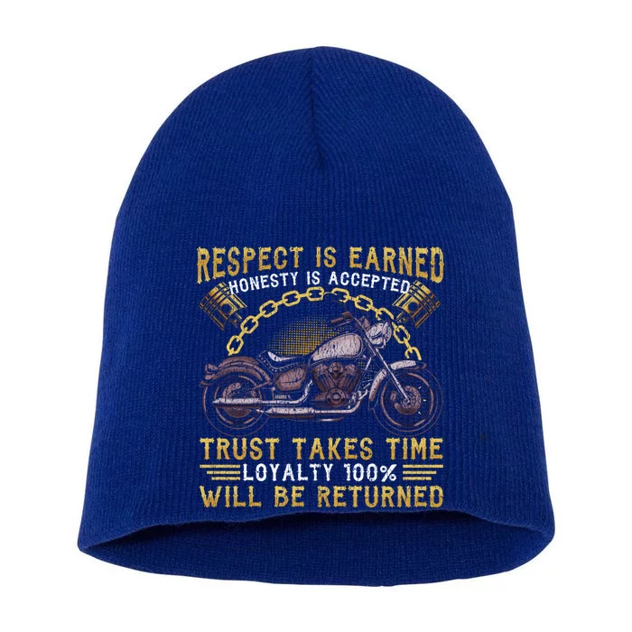 Vintage Motorcycle Biker Respect Honesty Trust Loyalty Gift Short Acrylic Beanie