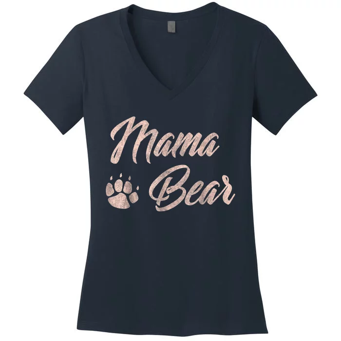 Vintage Mama Bear Paw Funny Mothers Day Mommy Grandma Aunt Women's V-Neck T-Shirt