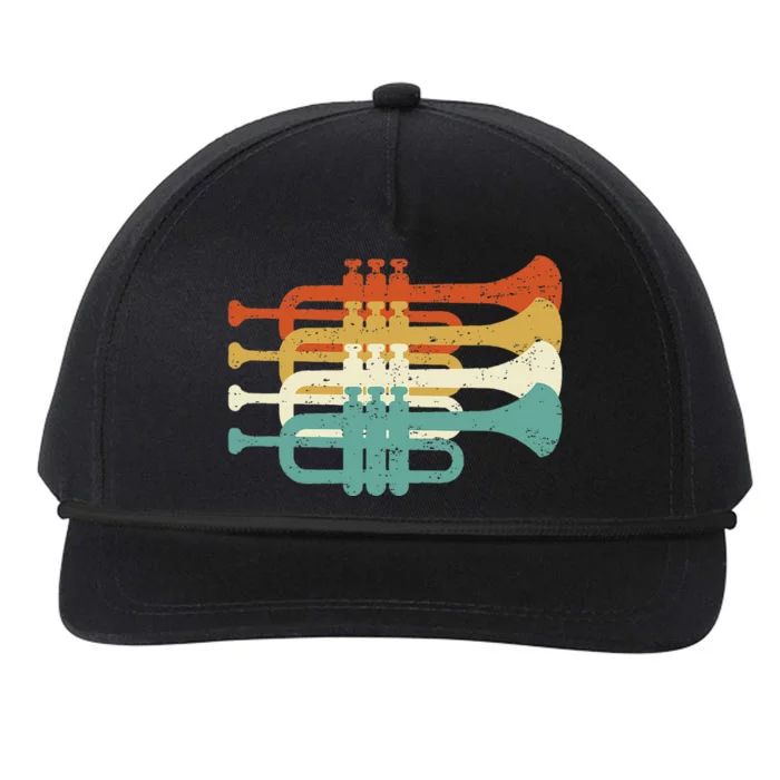 Vintage Marching Band Trumpet Player Retro Design Trumpeter Snapback Five-Panel Rope Hat