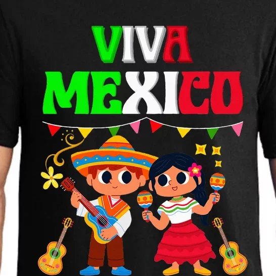 Viva Mexico Boy Girl Maracas Guitar Mexican revolution day Pajama Set