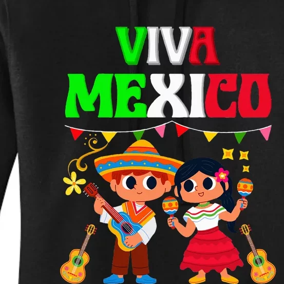 Viva Mexico Boy Girl Maracas Guitar Mexican revolution day Women's Pullover Hoodie