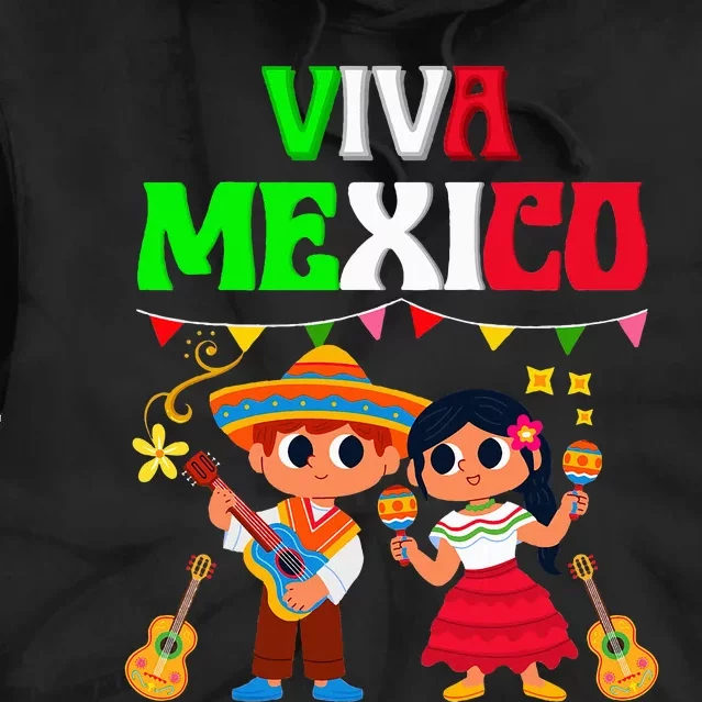 Viva Mexico Boy Girl Maracas Guitar Mexican revolution day Tie Dye Hoodie