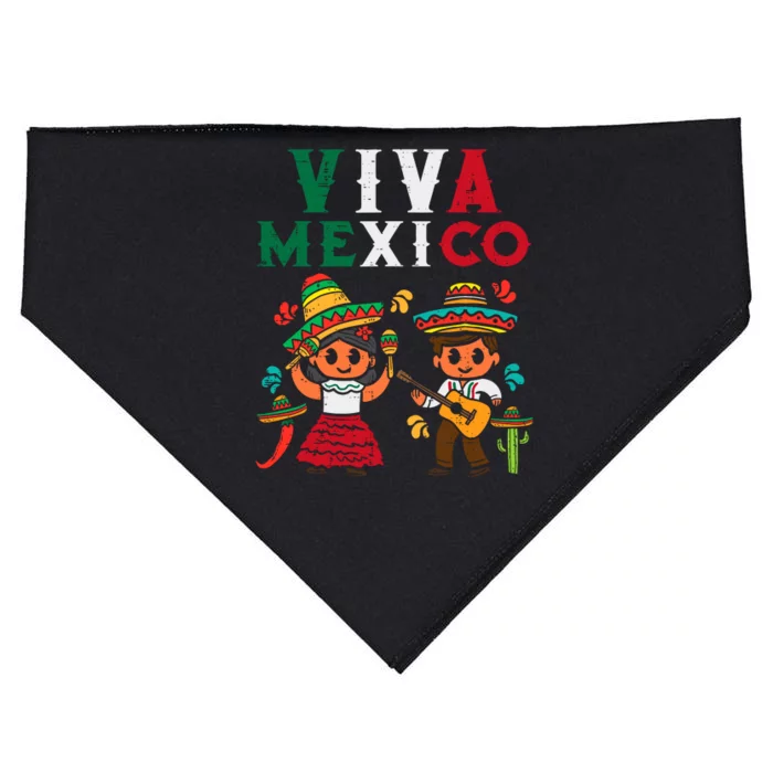 Viva Mexico Boy Girl Maracas Guitar Mexican Independence USA-Made Doggie Bandana