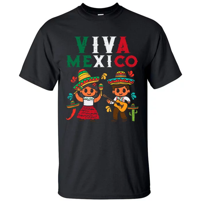 Viva Mexico Boy Girl Maracas Guitar Mexican Independence Tall T-Shirt