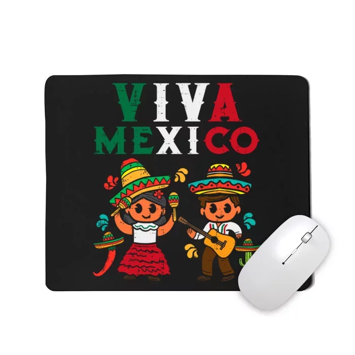 Viva Mexico Boy Girl Maracas Guitar Mexican Independence Mousepad