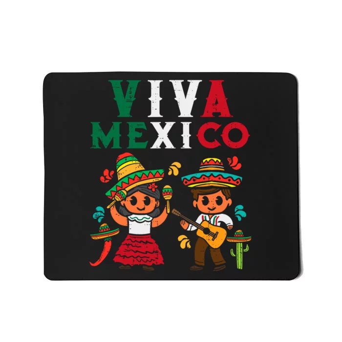 Viva Mexico Boy Girl Maracas Guitar Mexican Independence Mousepad