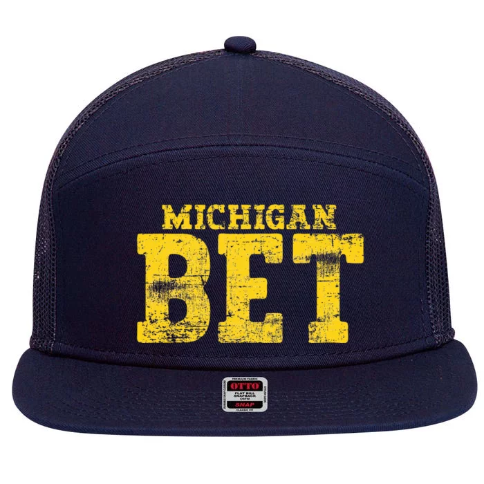 Vintage Michigan Bet 7 Panel Mesh Trucker Snapback Hat