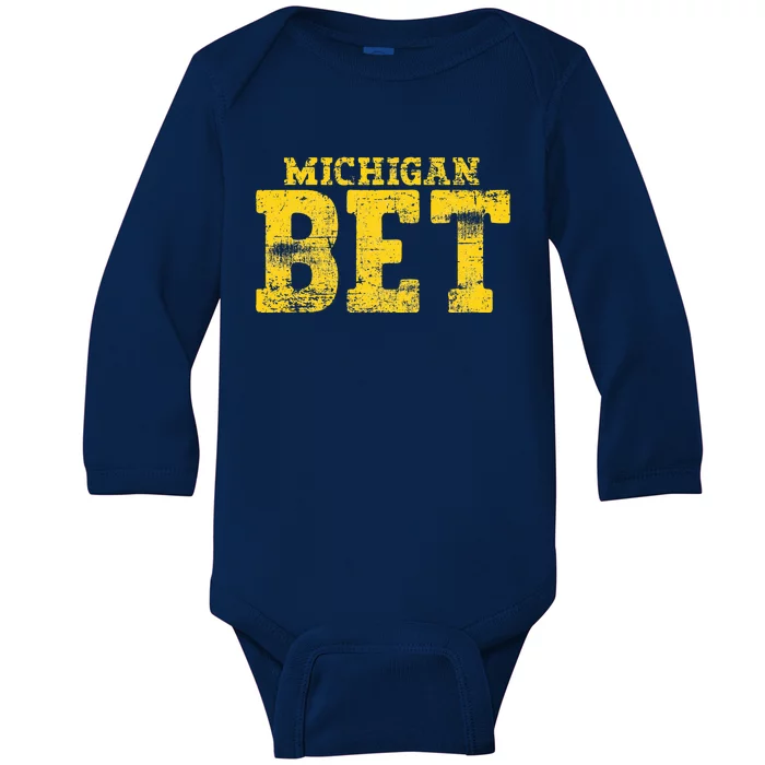 Vintage Michigan Bet Baby Long Sleeve Bodysuit