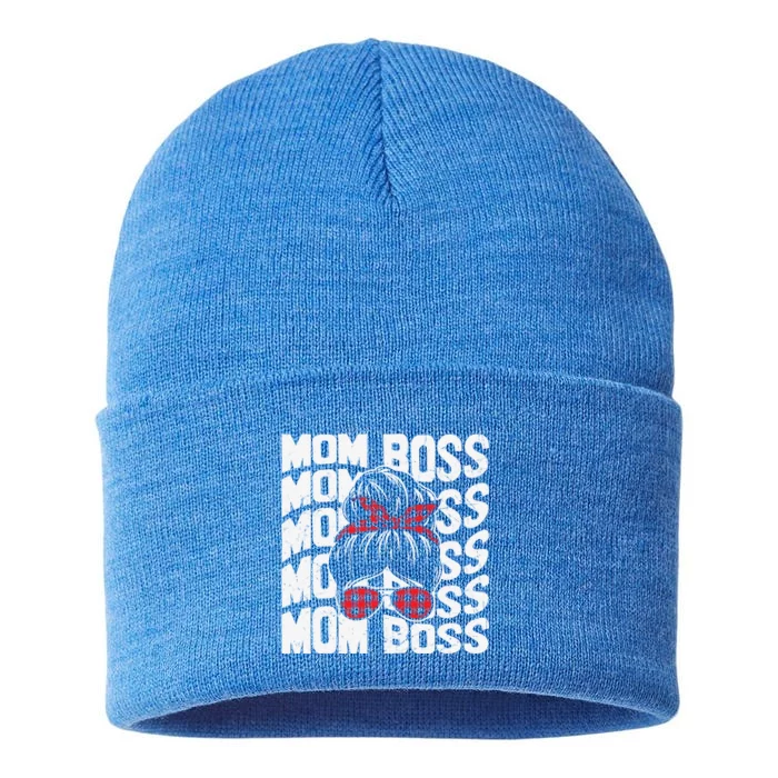 Vintage Mom Boss Ceo Wife Proud Husband Family Mother Gift Sustainable Knit Beanie