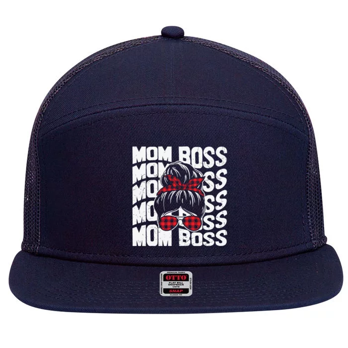 Vintage Mom Boss Ceo Wife Proud Husband Family Mother Gift 7 Panel Mesh Trucker Snapback Hat