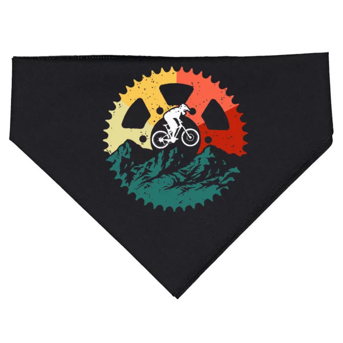 Vintage Mountain Biking Art For Mountain Biker USA-Made Doggie Bandana