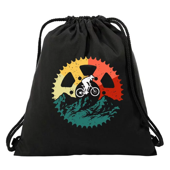 Vintage Mountain Biking Art For Mountain Biker Drawstring Bag