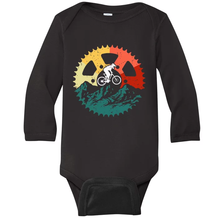 Vintage Mountain Biking Art For Mountain Biker Baby Long Sleeve Bodysuit