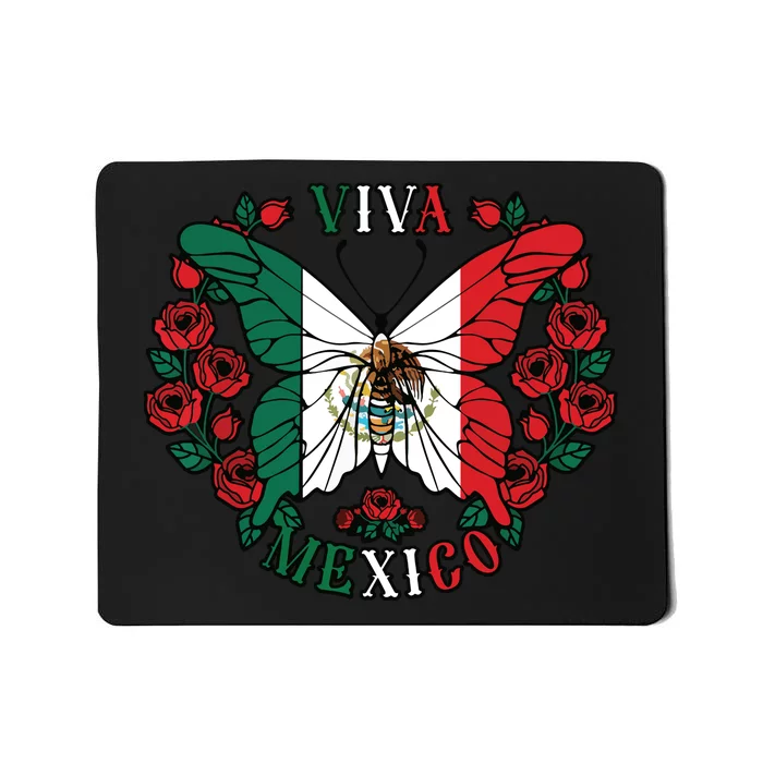 Viva Mexico Butterfly Rose Mexican Independence Mousepad