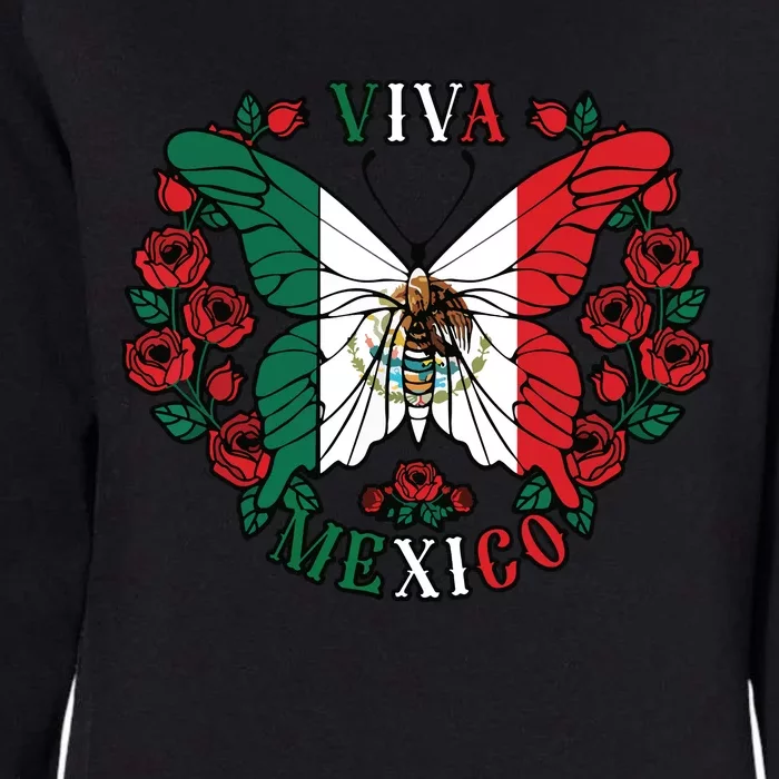 Viva Mexico Butterfly Rose Mexican Independence Womens California Wash Sweatshirt