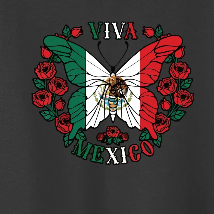 Viva Mexico Butterfly Rose Mexican Independence Toddler T-Shirt