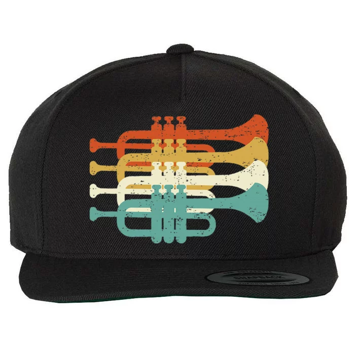 Vintage Marching Band Trumpet Player Retro Design Trumpeter Wool Snapback Cap