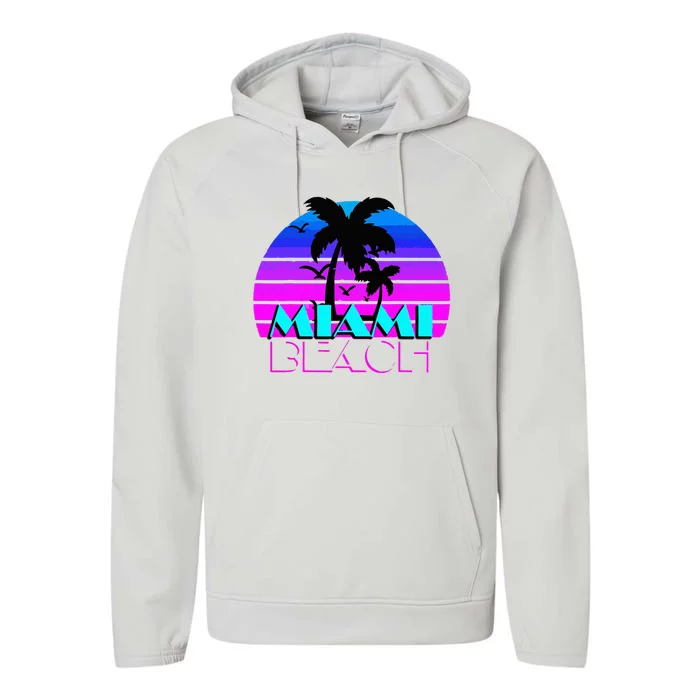 Vintage Miami Beach Performance Fleece Hoodie