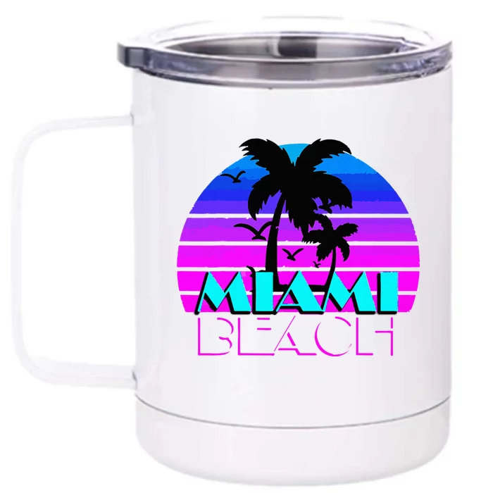 Vintage Miami Beach Front & Back 12oz Stainless Steel Tumbler Cup