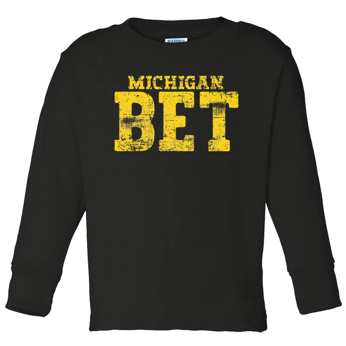 Vintage Michigan Bet Toddler Long Sleeve Shirt