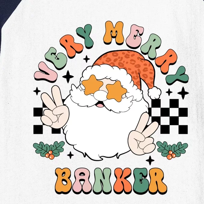 Very Merry Banker Retro Christmas Santa Claus Banking Squad Cool Gift Baseball Sleeve Shirt