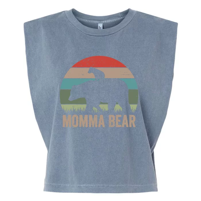 Vintage Momma Bear Funny Mothers Day Garment-Dyed Women's Muscle Tee