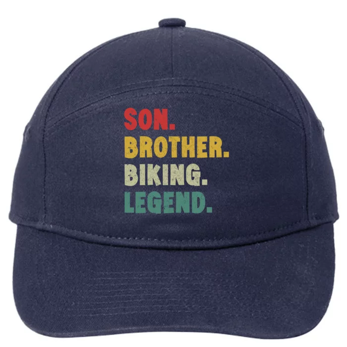 Vintage Mountain Biking Cycling Gift For Him Brother And Son Gift 7-Panel Snapback Hat