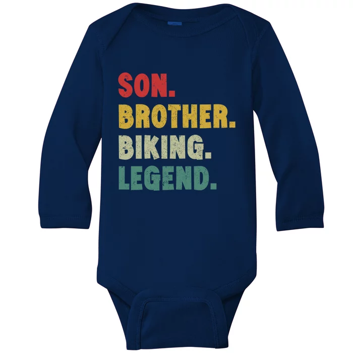 Vintage Mountain Biking Cycling Gift For Him Brother And Son Gift Baby Long Sleeve Bodysuit