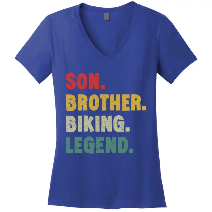 Vintage Mountain Biking Cycling Gift For Him Brother And Son Gift Women's V-Neck T-Shirt