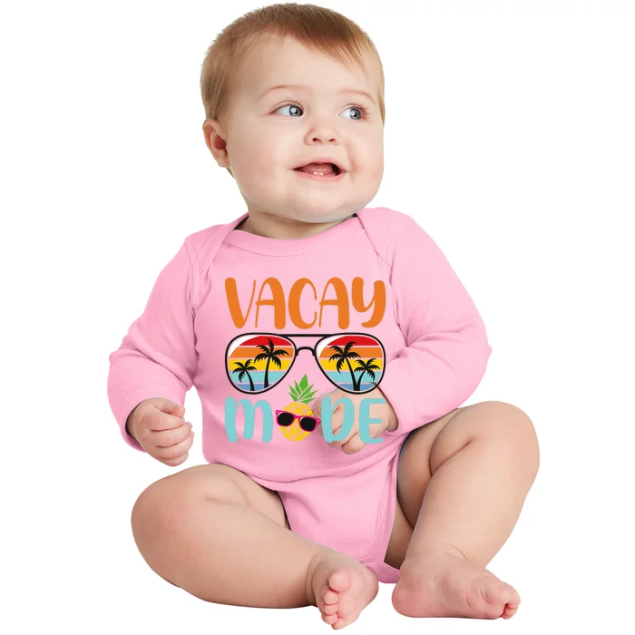 Vacay Mode Cute Vacation Summer Cruise Getaway Holiday Baby Long Sleeve Bodysuit