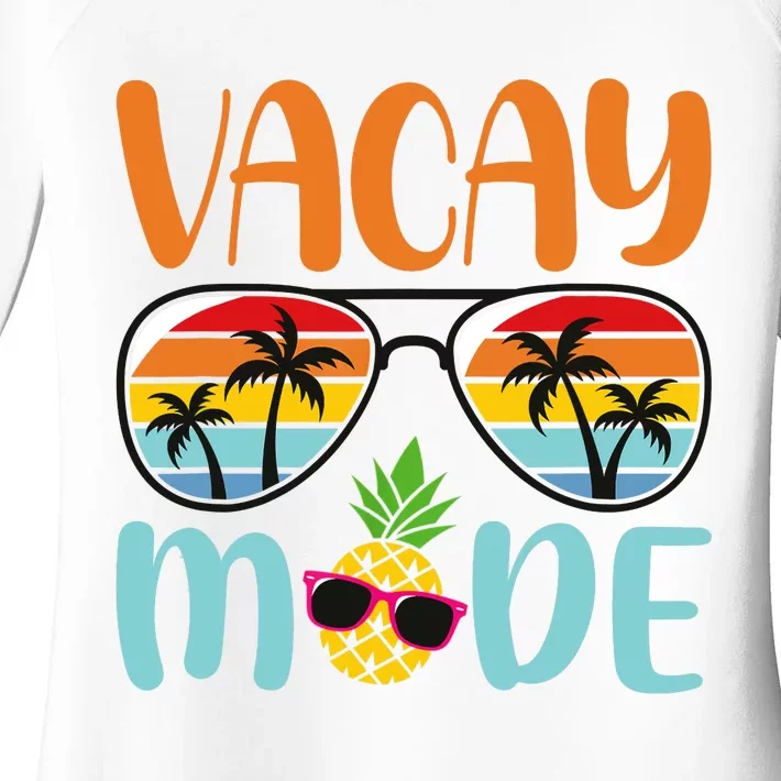 Vacay Mode Cute Vacation Summer Cruise Getaway Holiday Women's Perfect Tri Tunic Long Sleeve Shirt