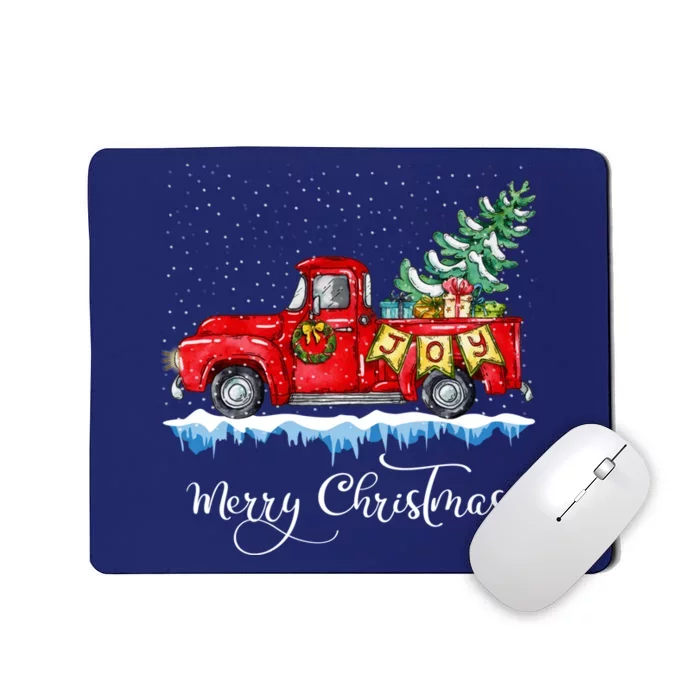 Vintage Merry Christmas Red Truck Old Fashioned Christmas Mousepad