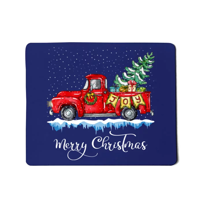 Vintage Merry Christmas Red Truck Old Fashioned Christmas Mousepad