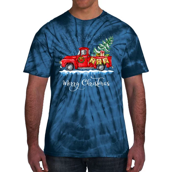 Vintage Merry Christmas Red Truck Old Fashioned Christmas Tie-Dye T-Shirt