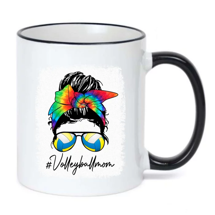 Volleyball Mom Cool Gift Tie Dye Messy Bun Volleyball Mom Funny Gift Black Color Changing Mug