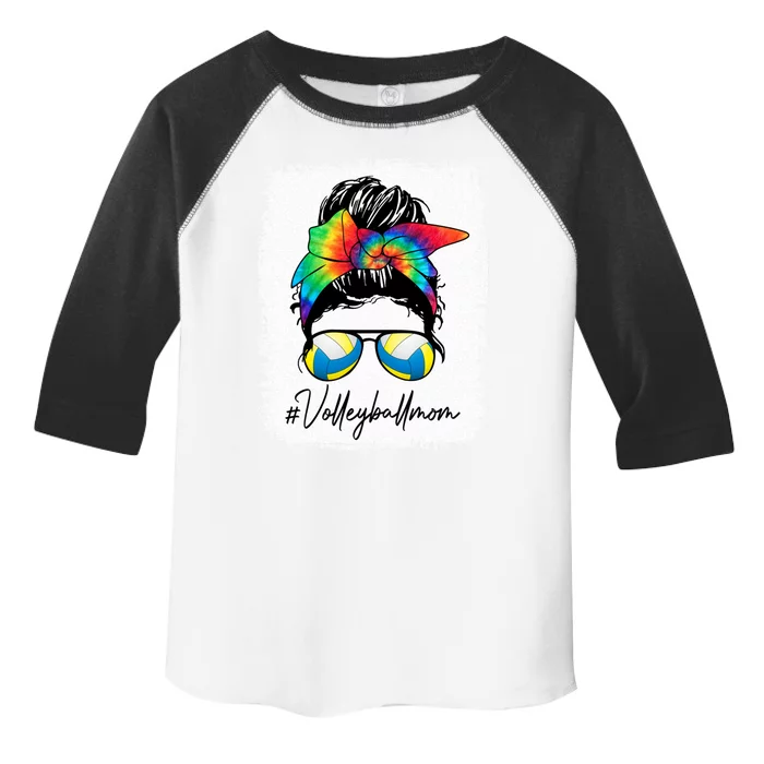 Volleyball Mom Cool Gift Tie Dye Messy Bun Volleyball Mom Funny Gift Toddler Fine Jersey T-Shirt