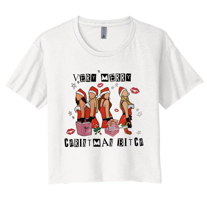 Very Merry Christmas Btch Women's Crop Top Tee