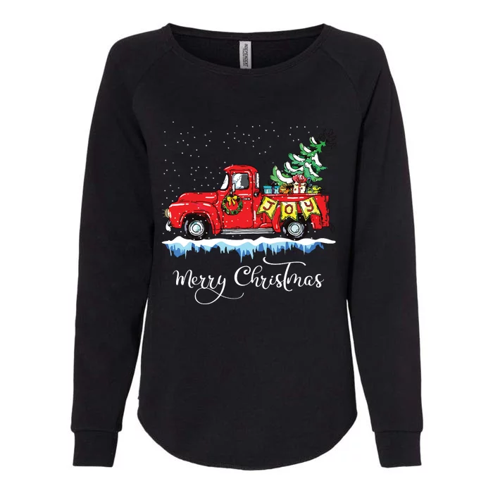 Vintage Merry Christmas Red Truck Old Fashioned Christmas Womens California Wash Sweatshirt