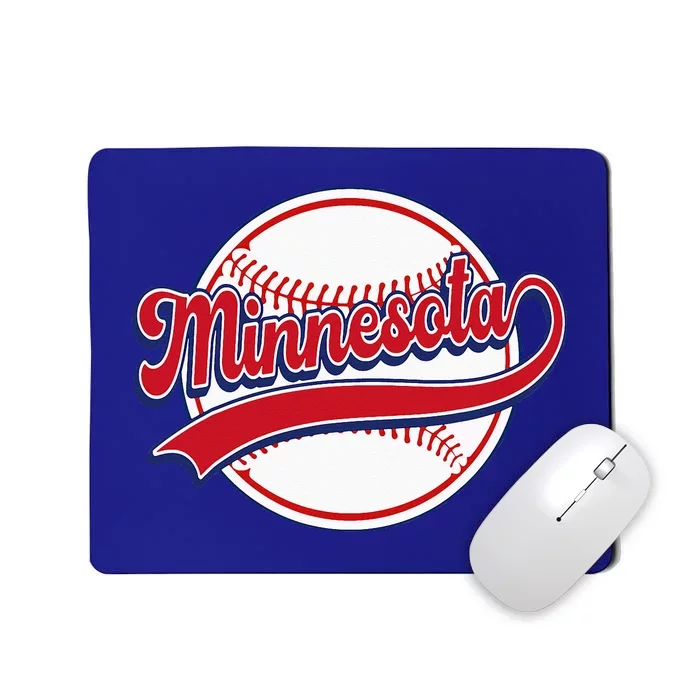 Vintage Minnesota Cityscape Baseball Lover Player And Fans Mousepad