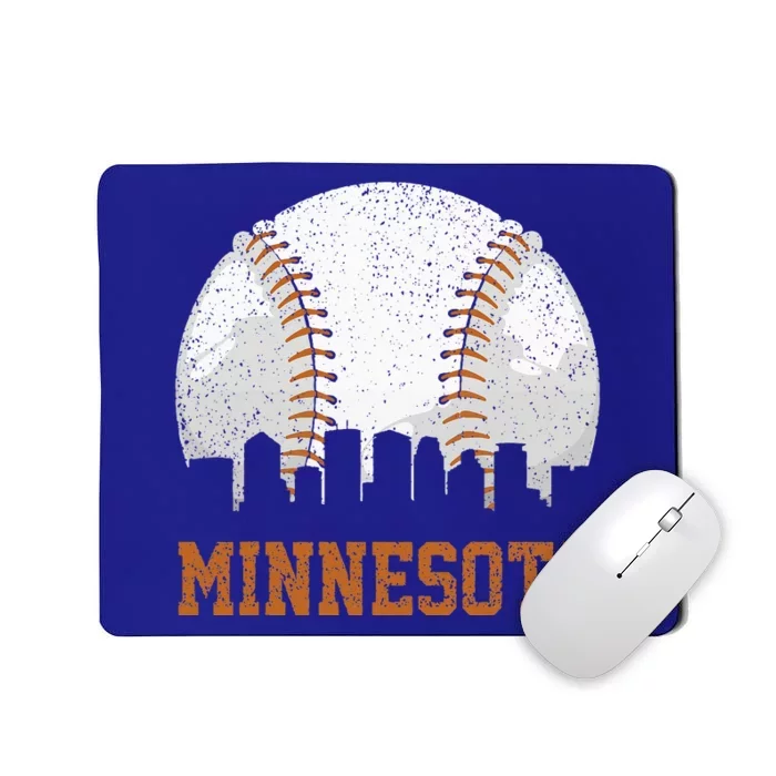 Vintage Minnesota Cityscape Baseball Lover Player And Fans Mousepad