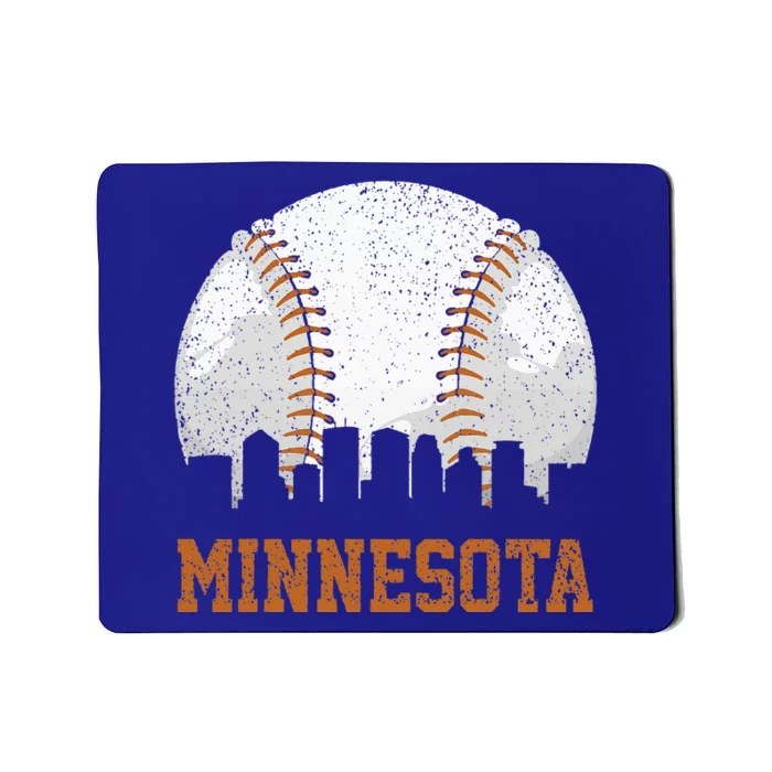 Vintage Minnesota Cityscape Baseball Lover Player And Fans Mousepad