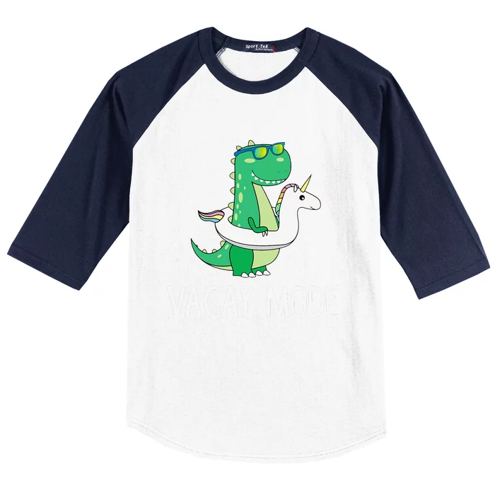 Vacay Mode Cute Dinosaur Funny Family Vacation Gift Baseball Sleeve Shirt