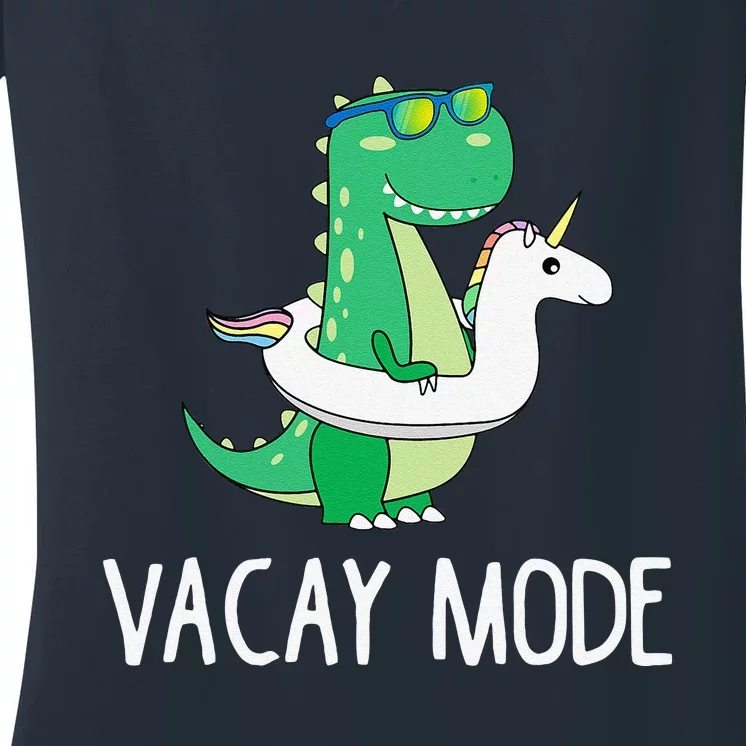 Vacay Mode Cute Dinosaur Funny Family Vacation Gift Women's V-Neck T-Shirt