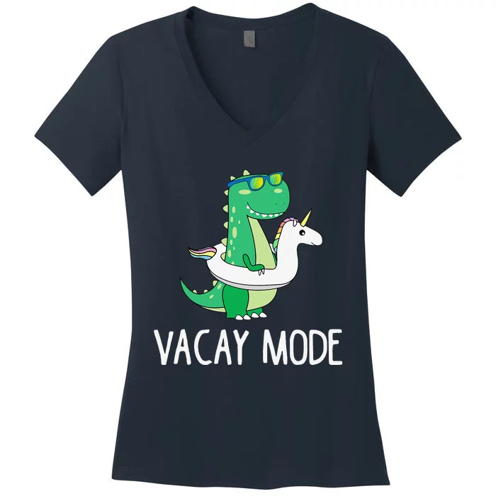 Vacay Mode Cute Dinosaur Funny Family Vacation Gift Women's V-Neck T-Shirt