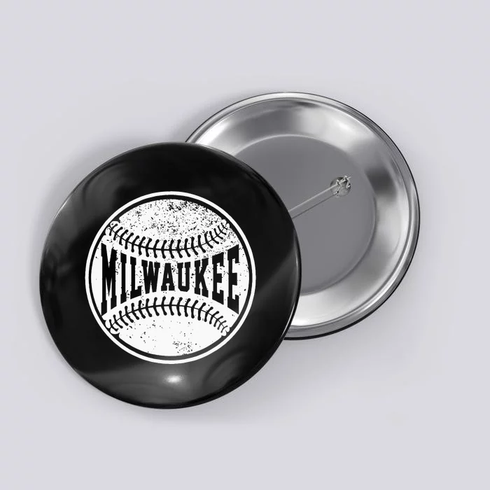 Vintage Milwaukee Cityscape Baseball Lover Player And Fans Button