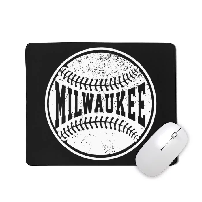 Vintage Milwaukee Cityscape Baseball Lover Player And Fans Mousepad