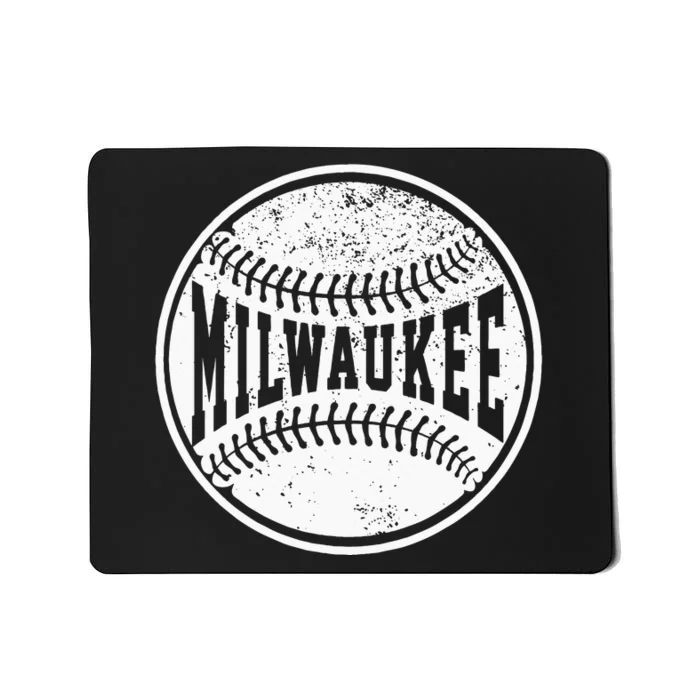 Vintage Milwaukee Cityscape Baseball Lover Player And Fans Mousepad