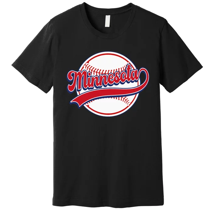 Vintage Minnesota Cityscape Baseball Lover Player And Fans Premium T-Shirt